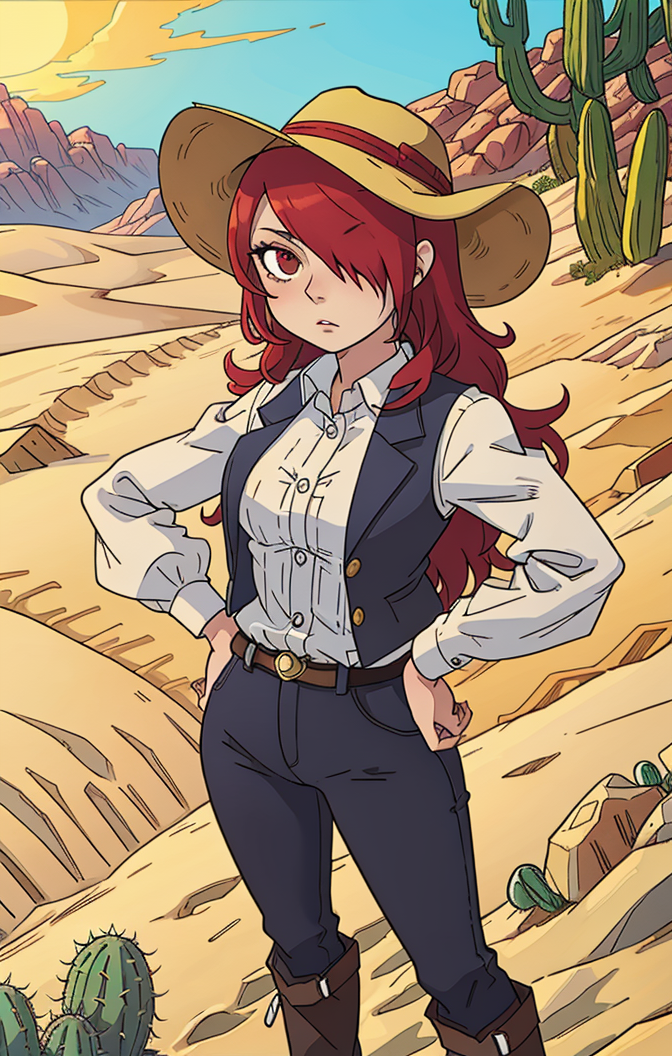 50094-365571396-anime illustration, soft lighting, scenic background, mitsuru kirijo [persona], desert, cactus, sand dunes, dust tornado, cowboy.png